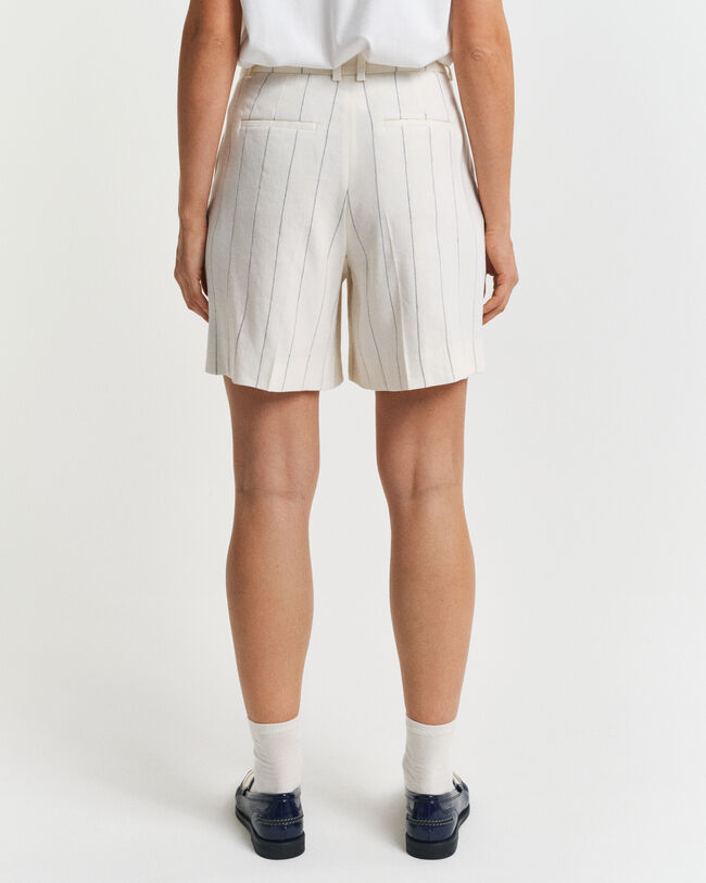 Short van linnen met krijtstreep