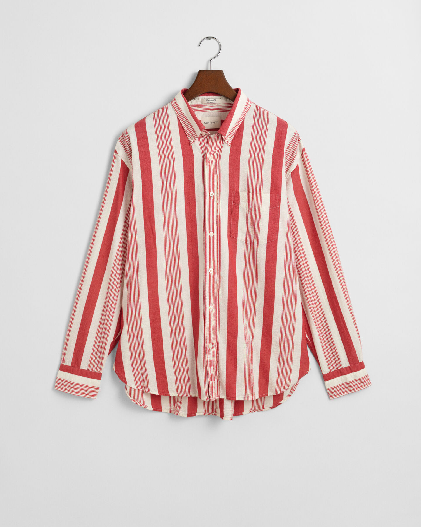 Relaxed Fit Seersucker overhemd met brede strepen