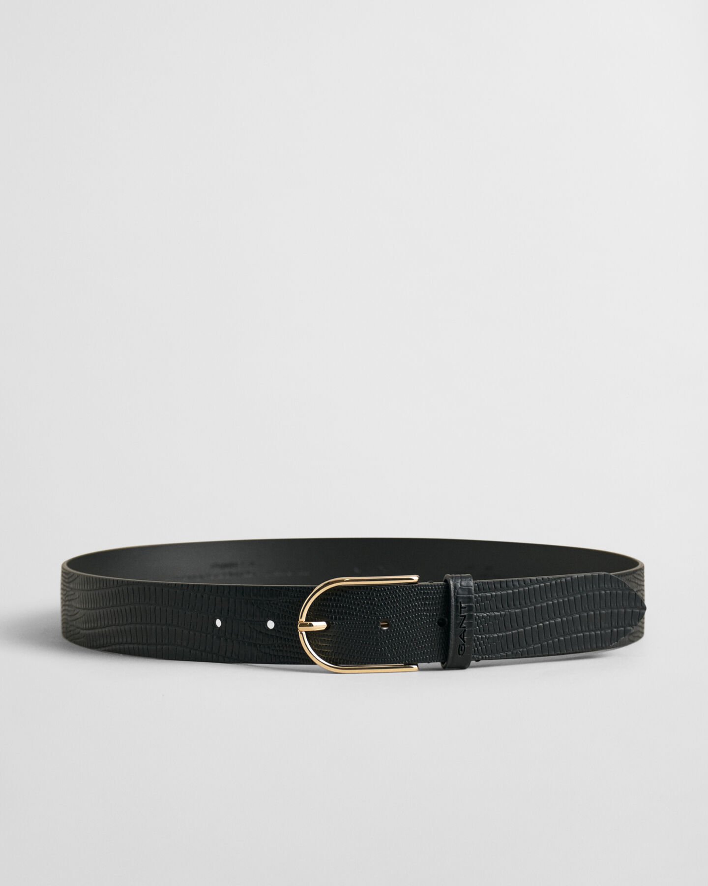 Leren riem met hagedissenprint