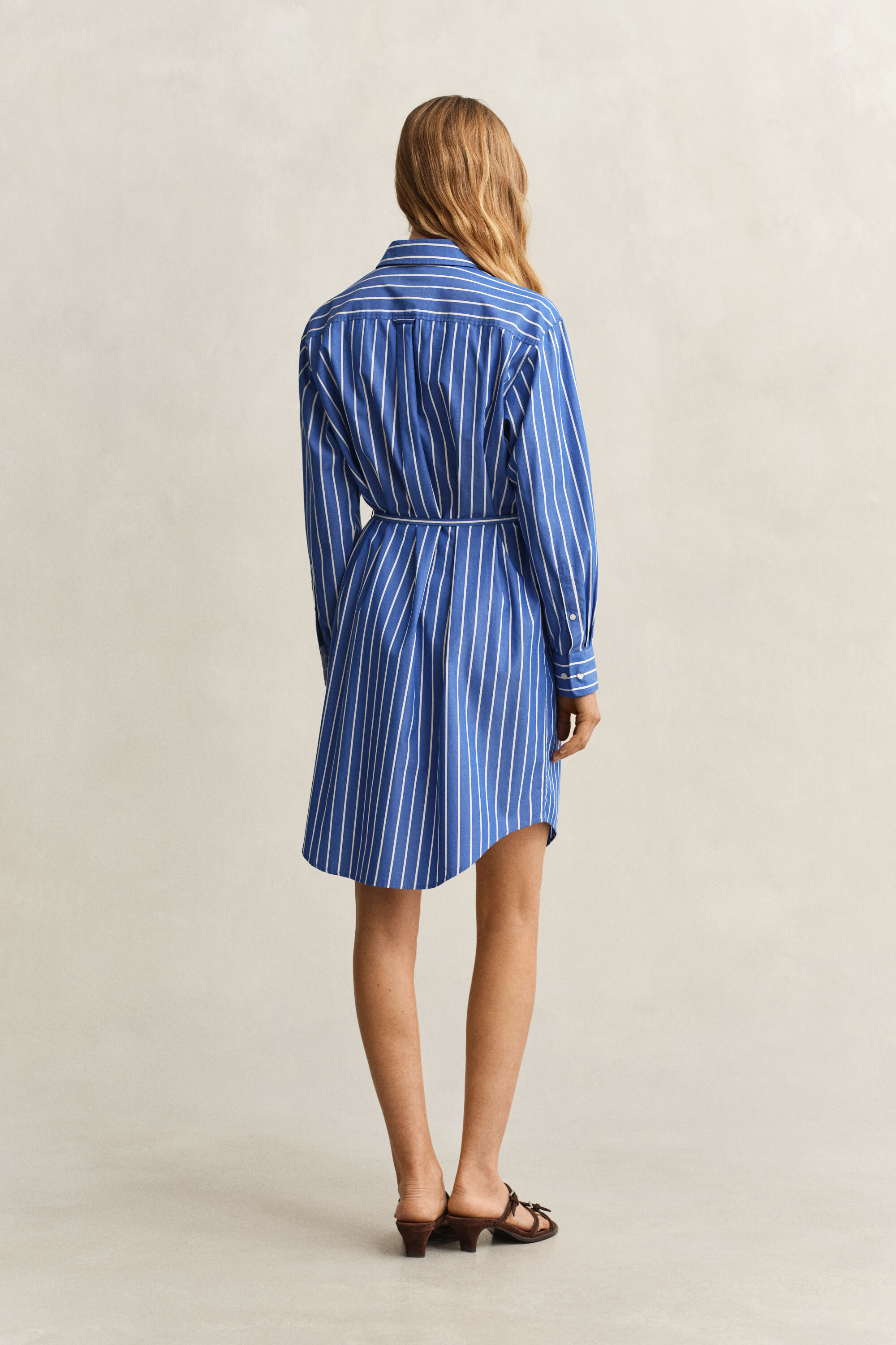 Gestreepte klassieke poplin jurk