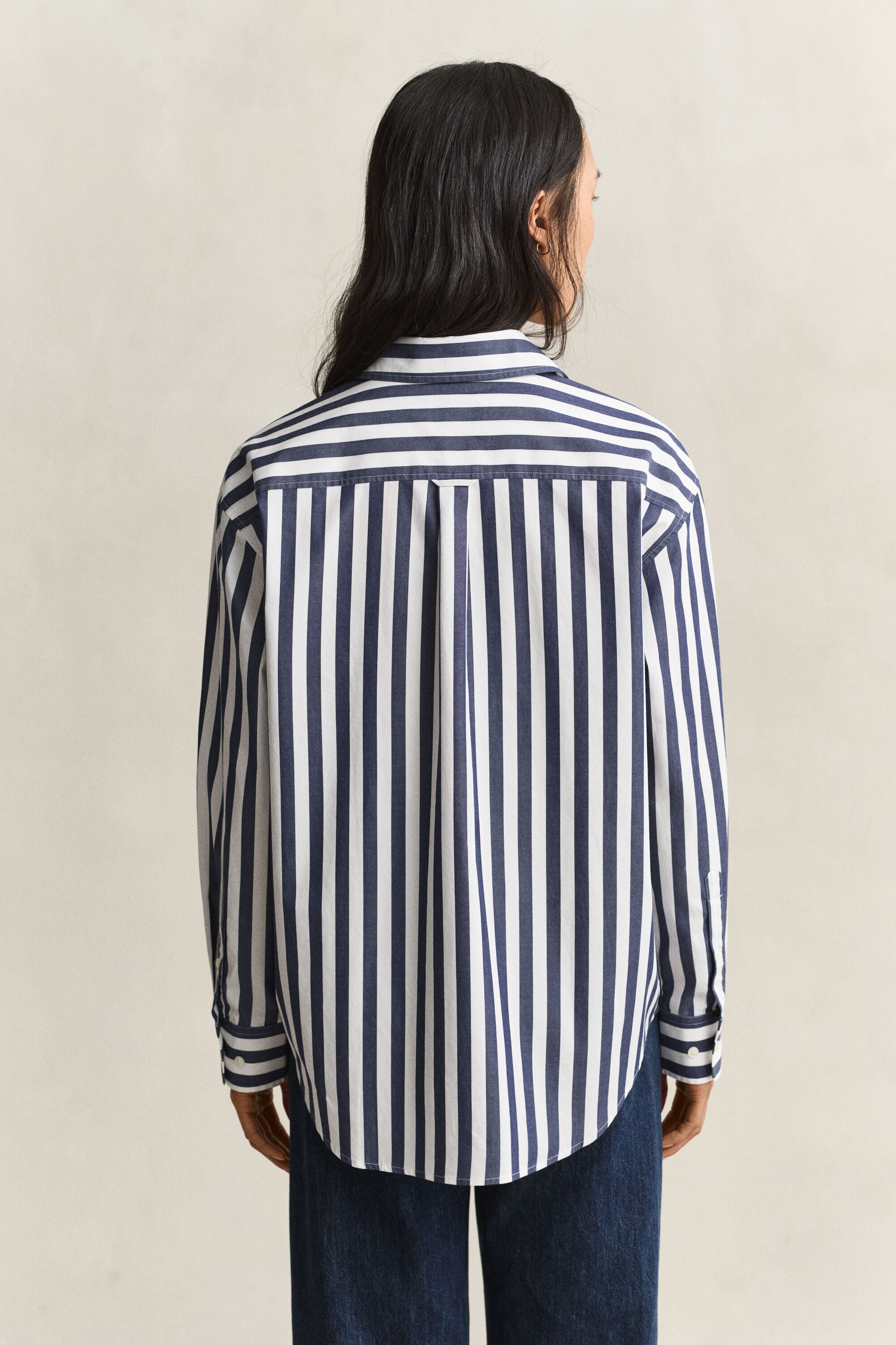 Relaxed fit poplin overhemd met strepen
