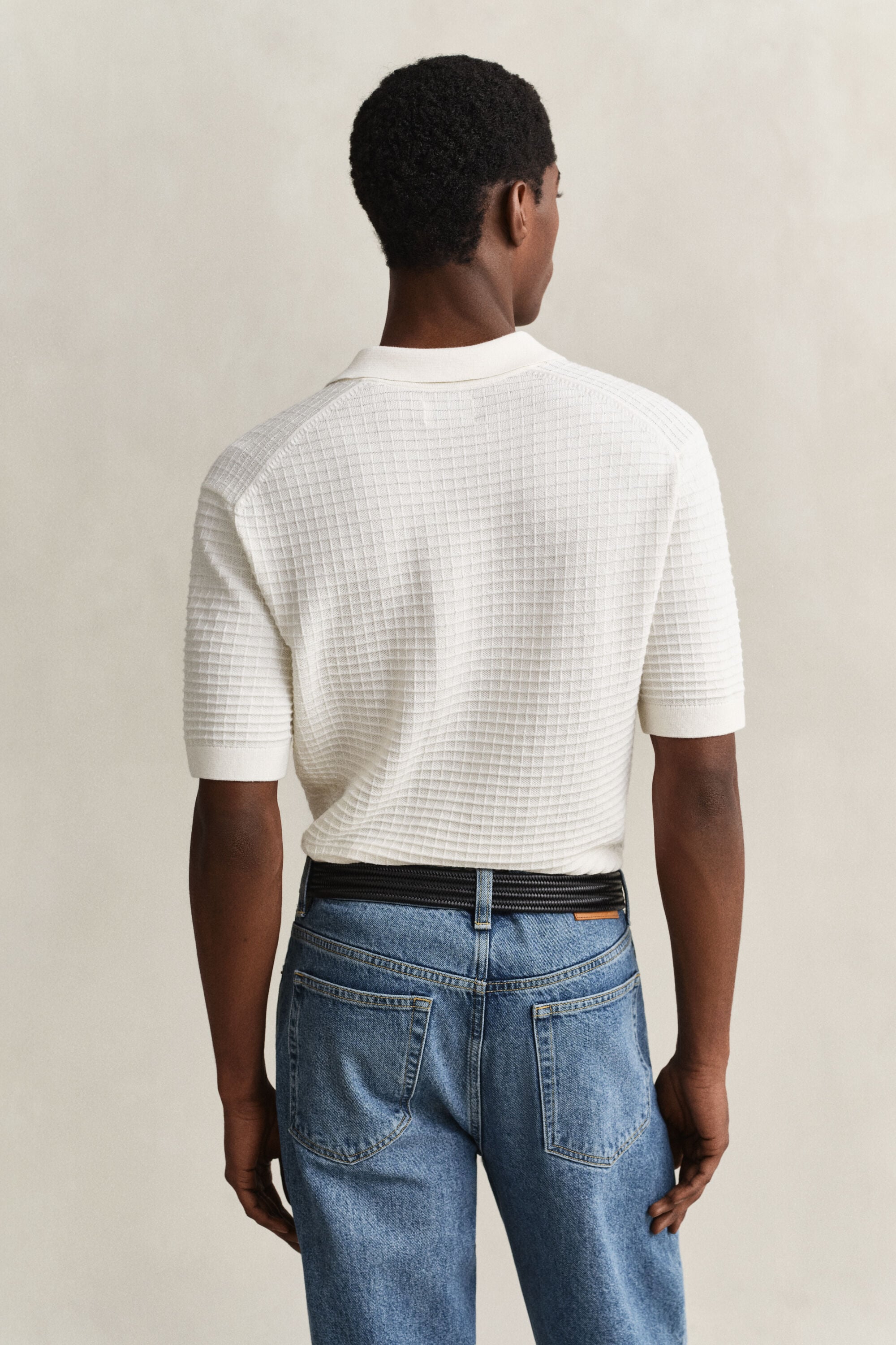 Polosweater met textuur