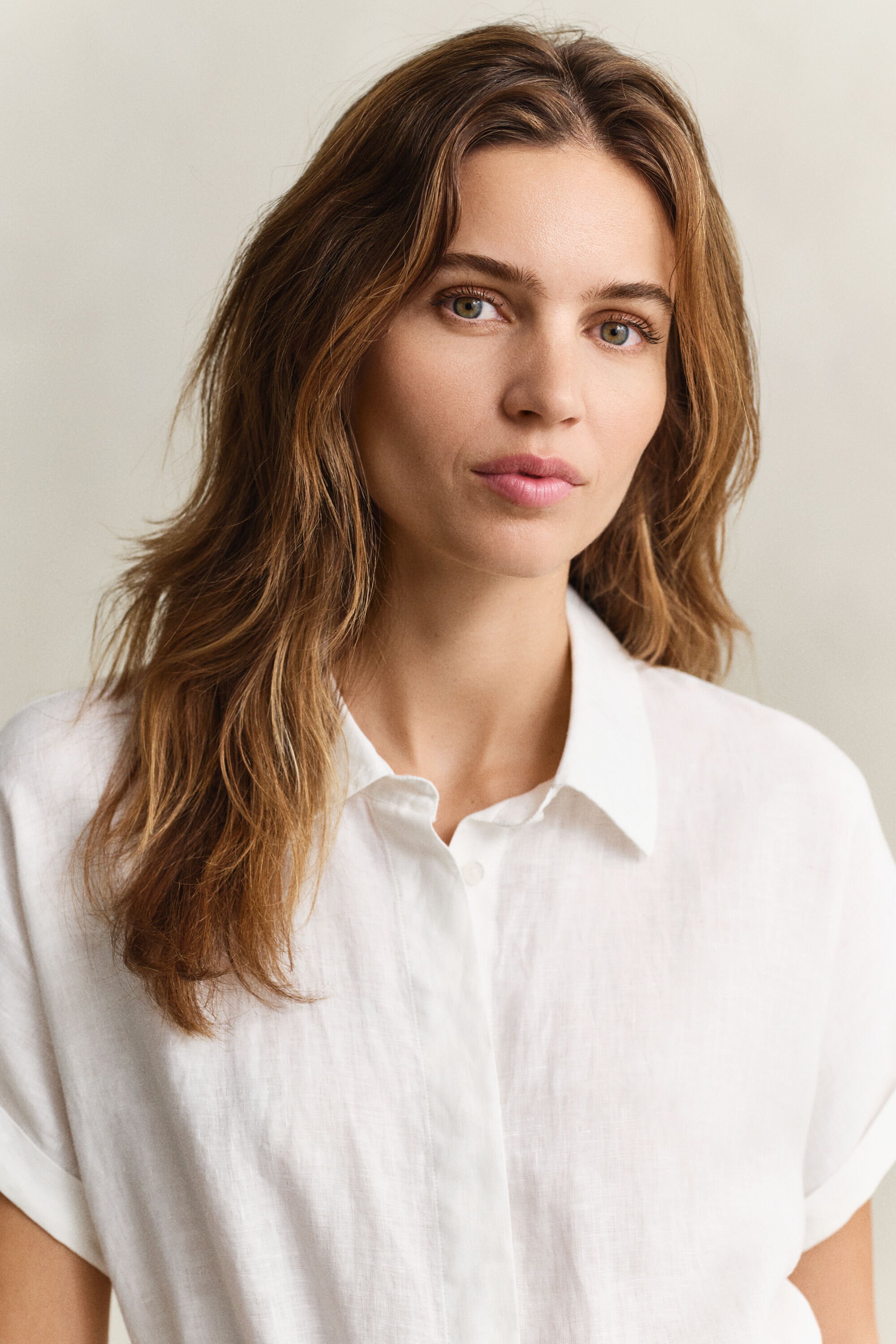 Linnen overoverhemdjurk met kapmouwtjes