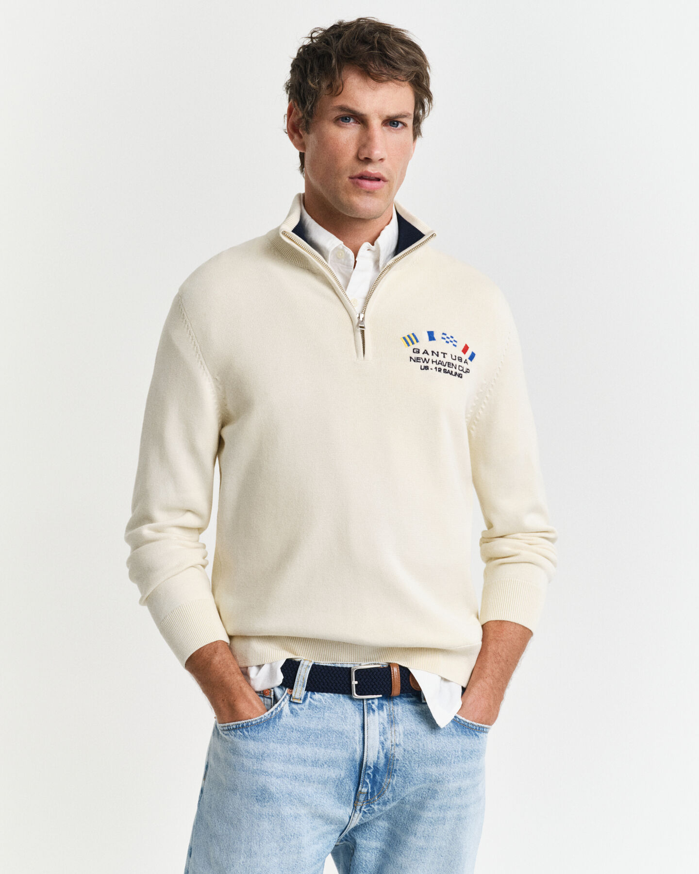 Nautical Flag sweater met korte rits