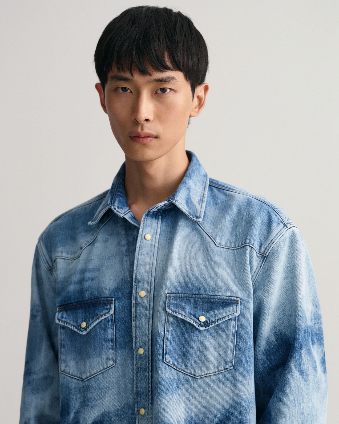 Relaxed Fit Bleach Wash Western overhemd