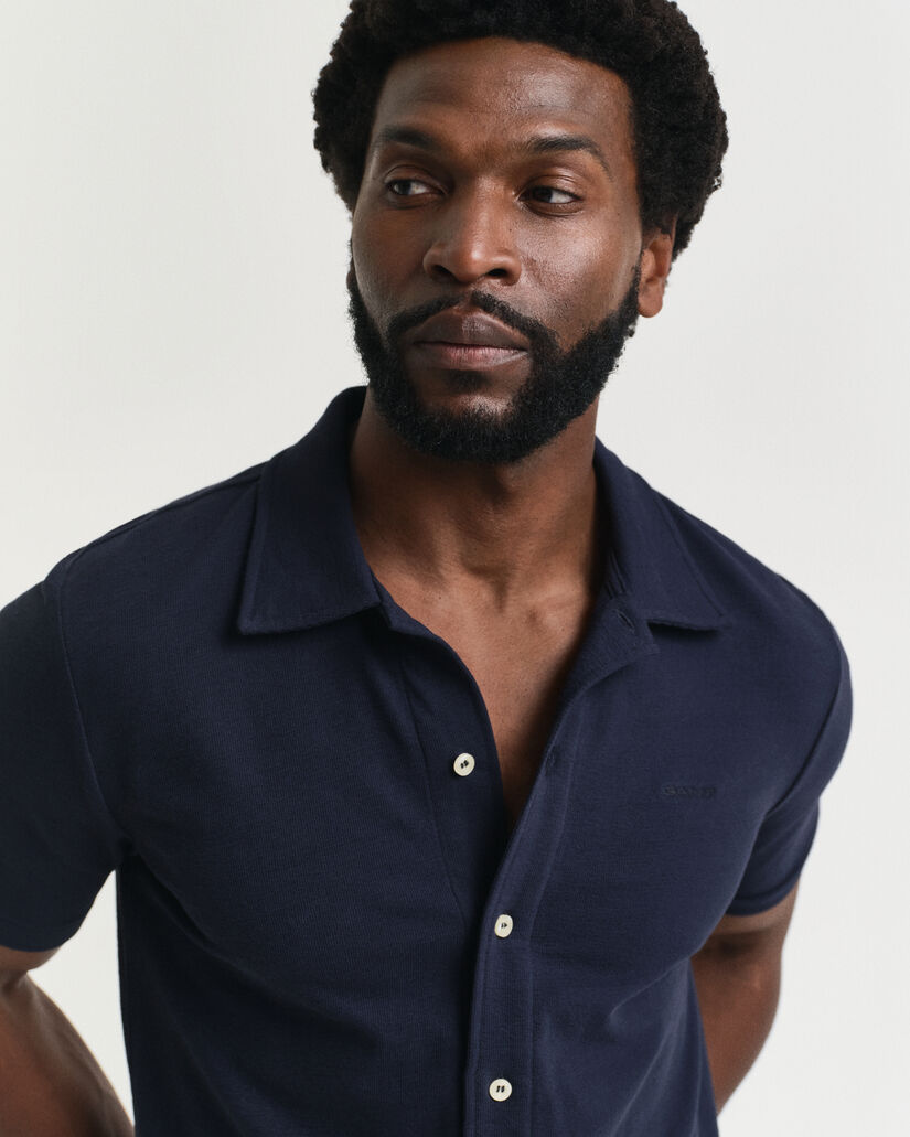 Overhemd met korte mouwen en textuur