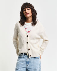 Vest met V-hals en visgraatmotief