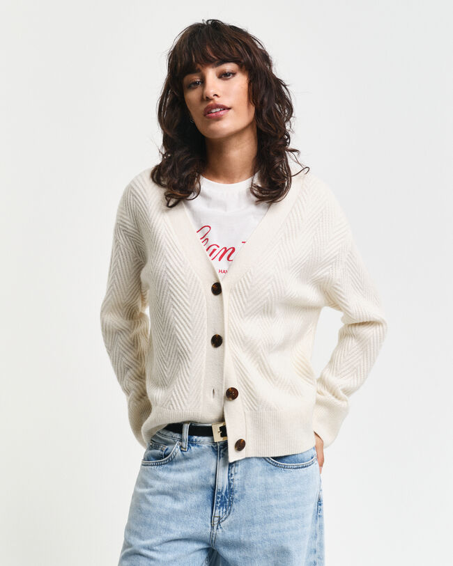 Vest met V-hals en visgraatmotief