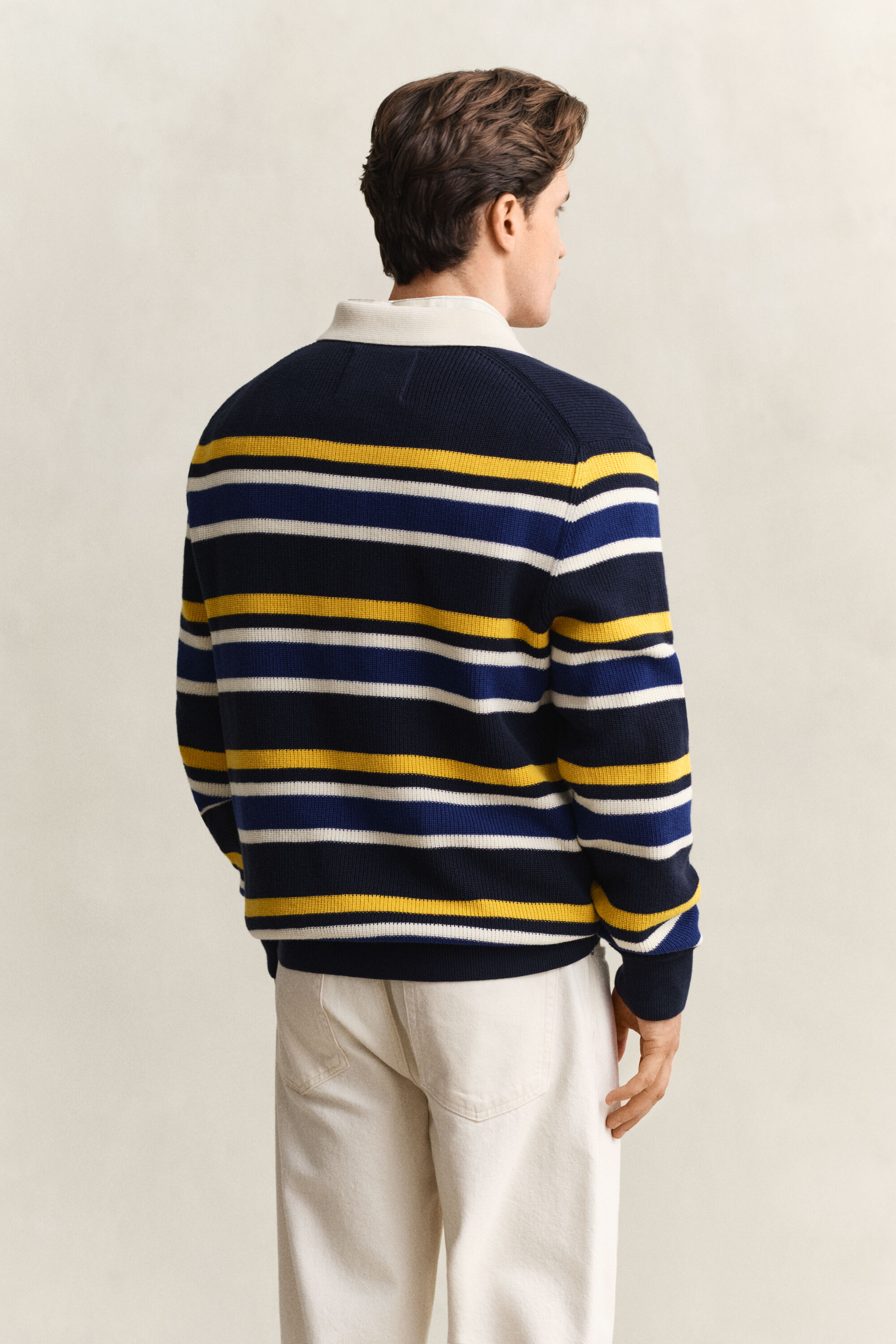 Gestreepte polosweater met rib