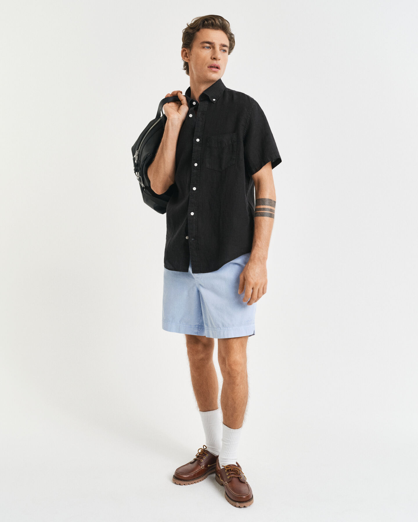 Regular Fit Sunfaded short met trekkoordje