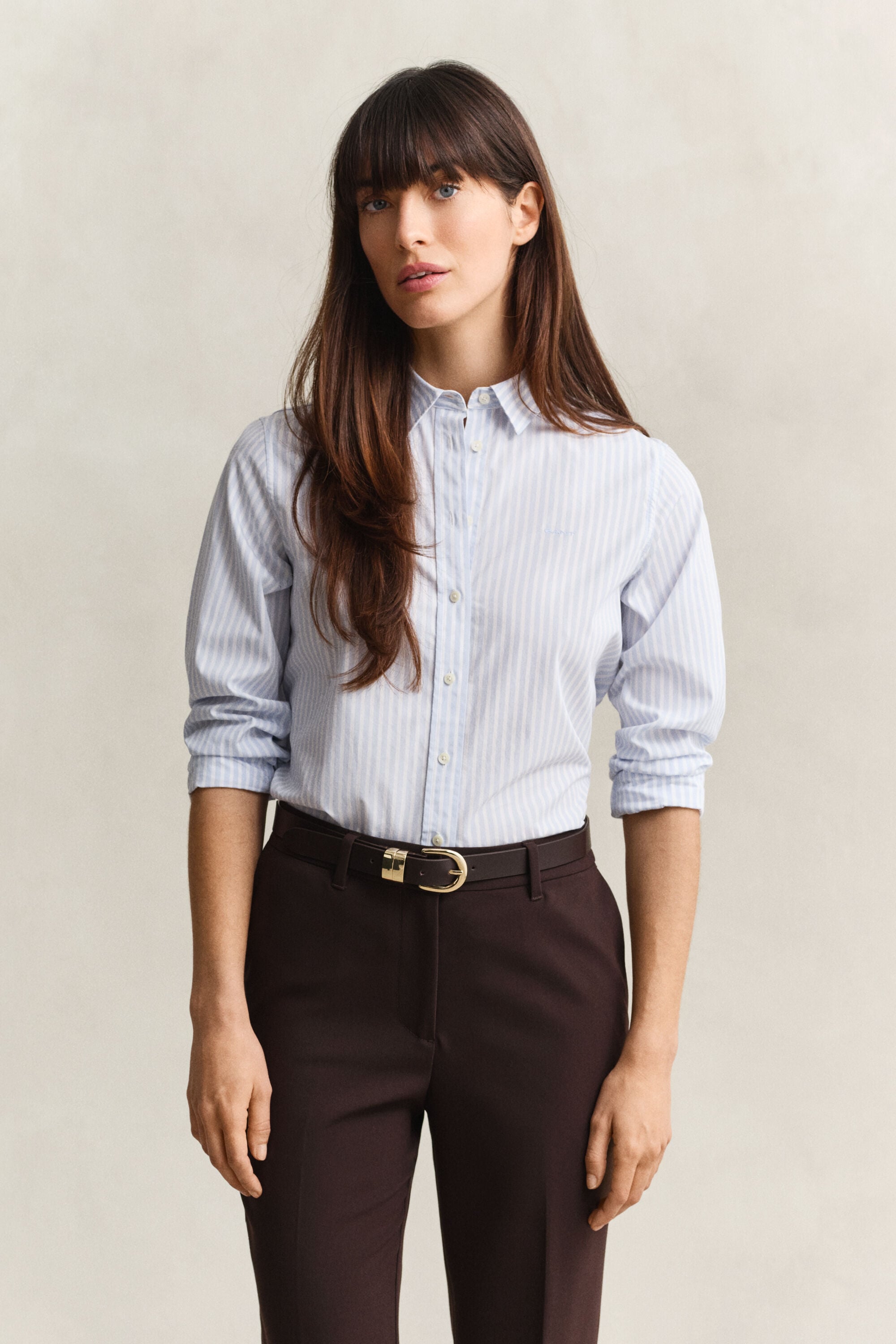 Classic Regular gestreept poplin overhemd