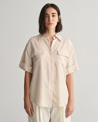 Relaxed Fit Pocket Detail blouse met korte mouwen