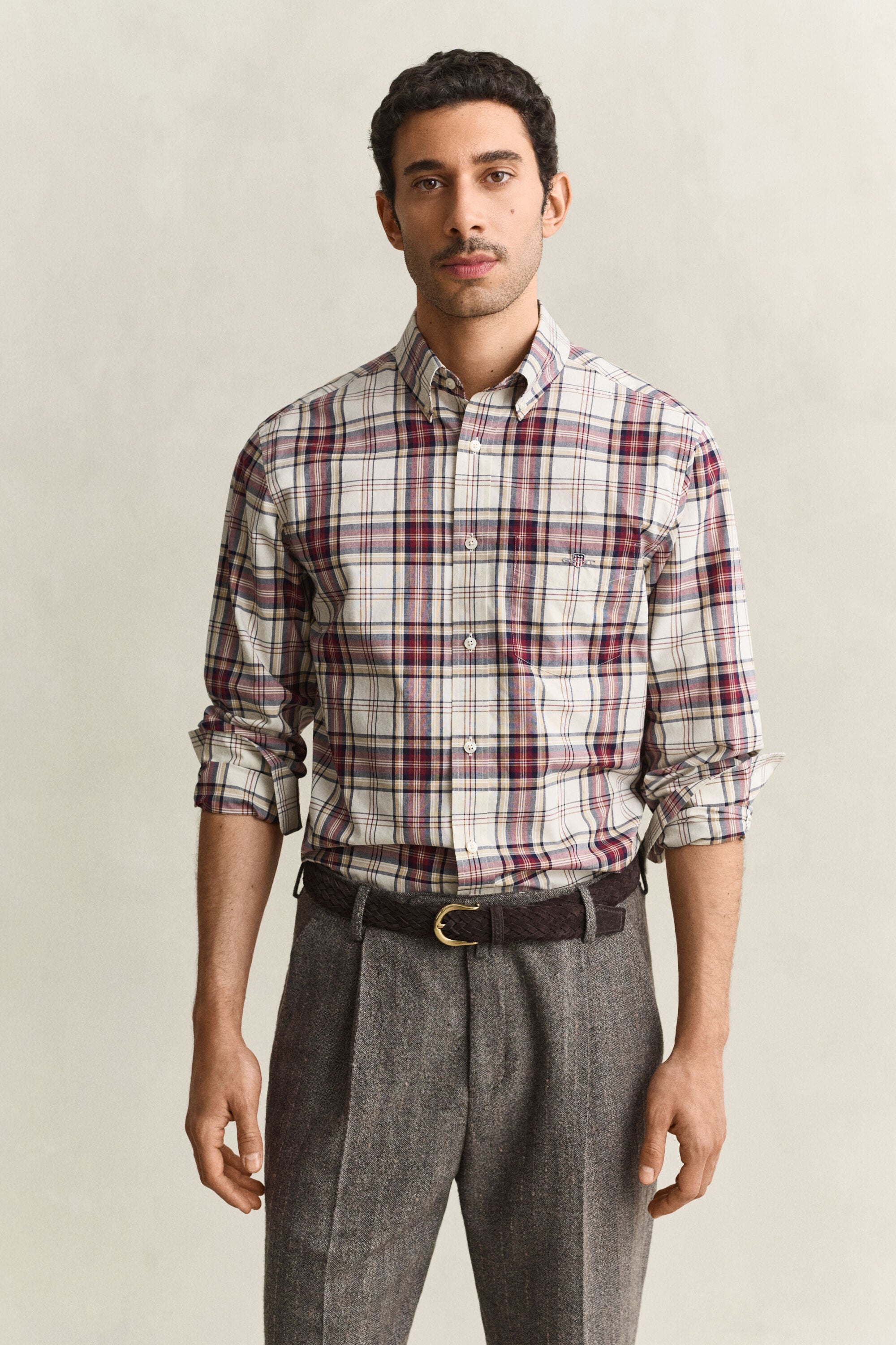 Geruit poplin overhemd