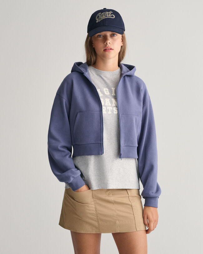 Teen Girls Script Graphic cropped hoodie met ritssluiting