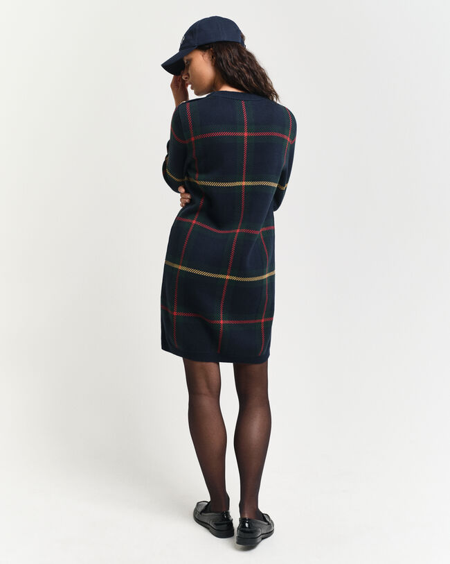 Geruite jurk met ronde hals