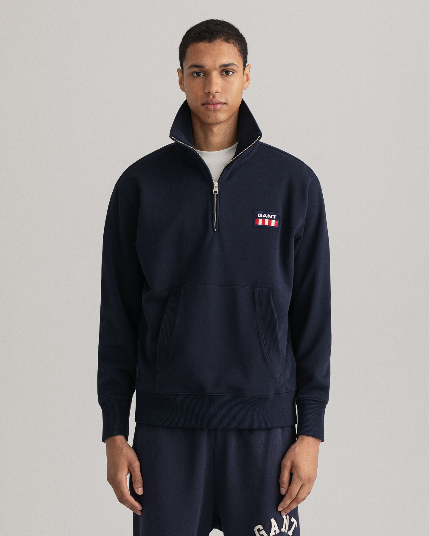 Retro Flag sweater met korte rits