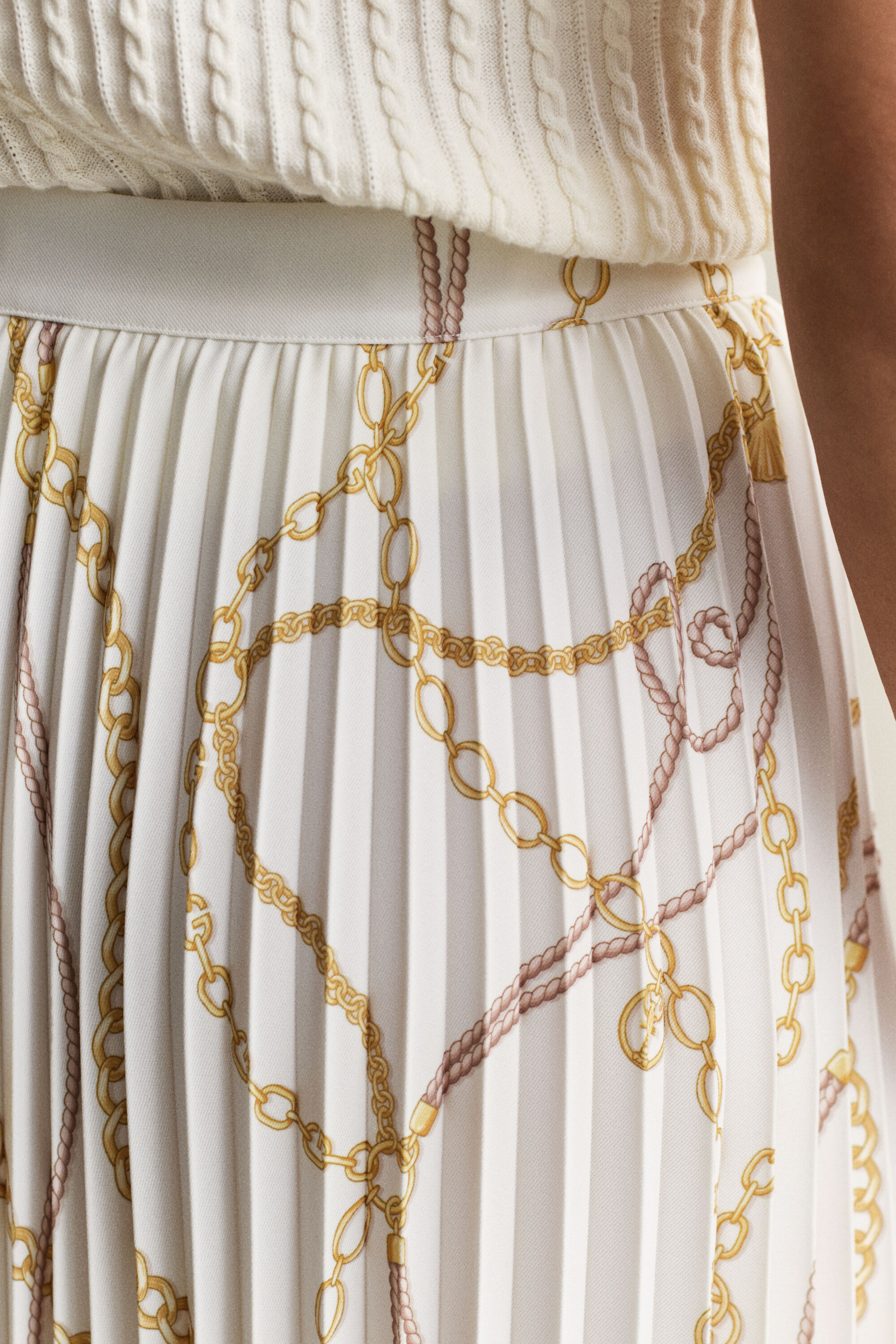 Halflange plooirok met print