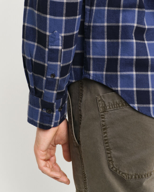 Regular Fit overhemd met ruit en visgraatstructuur