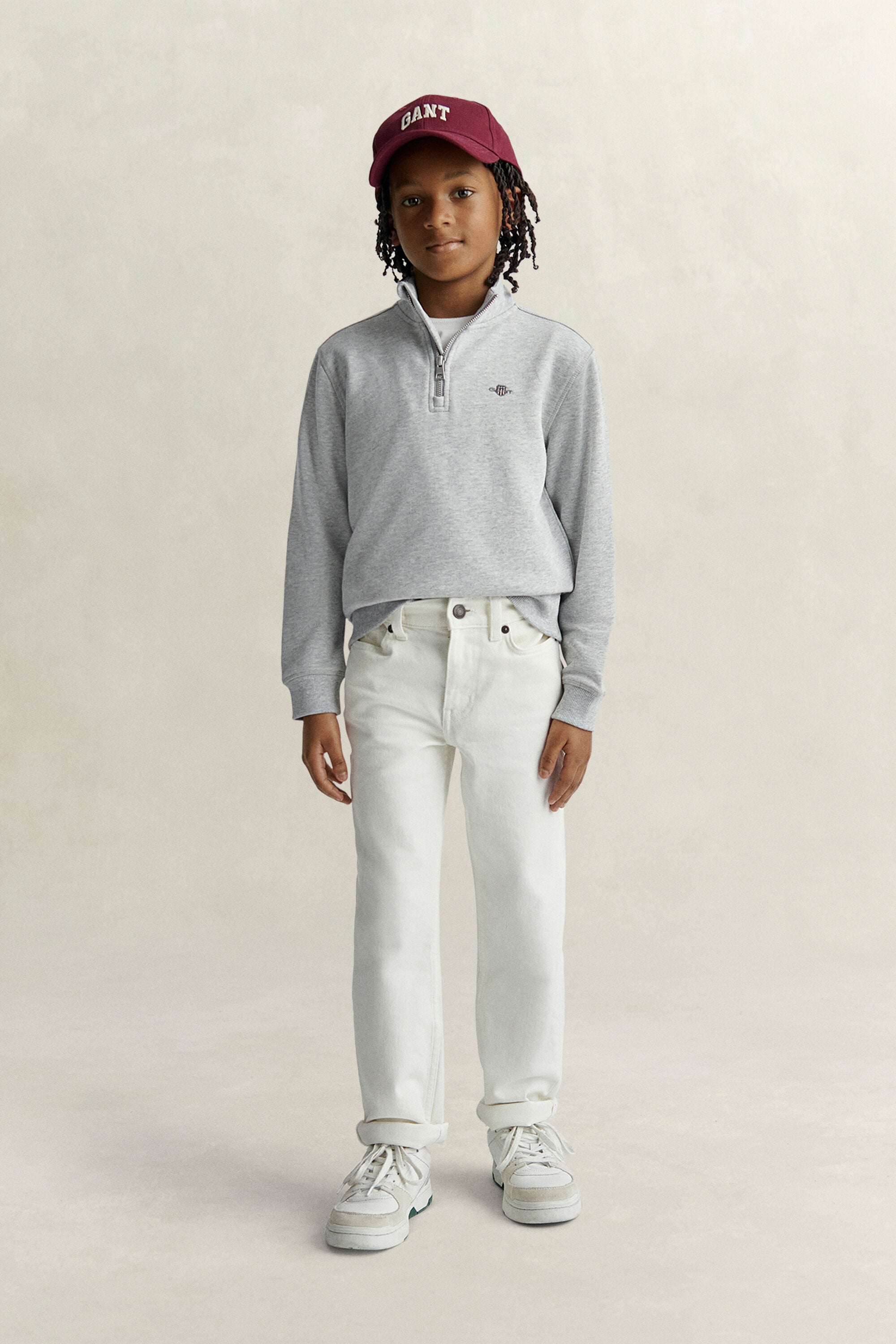 Sweatshirt met korte rits en schild voor tienerjongens