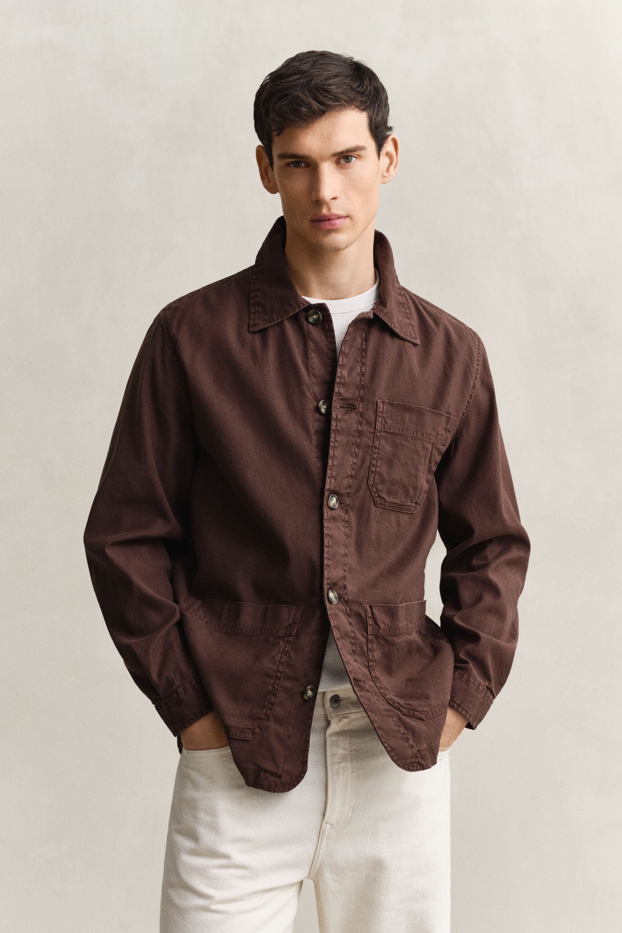 Overshirt met linnenmix