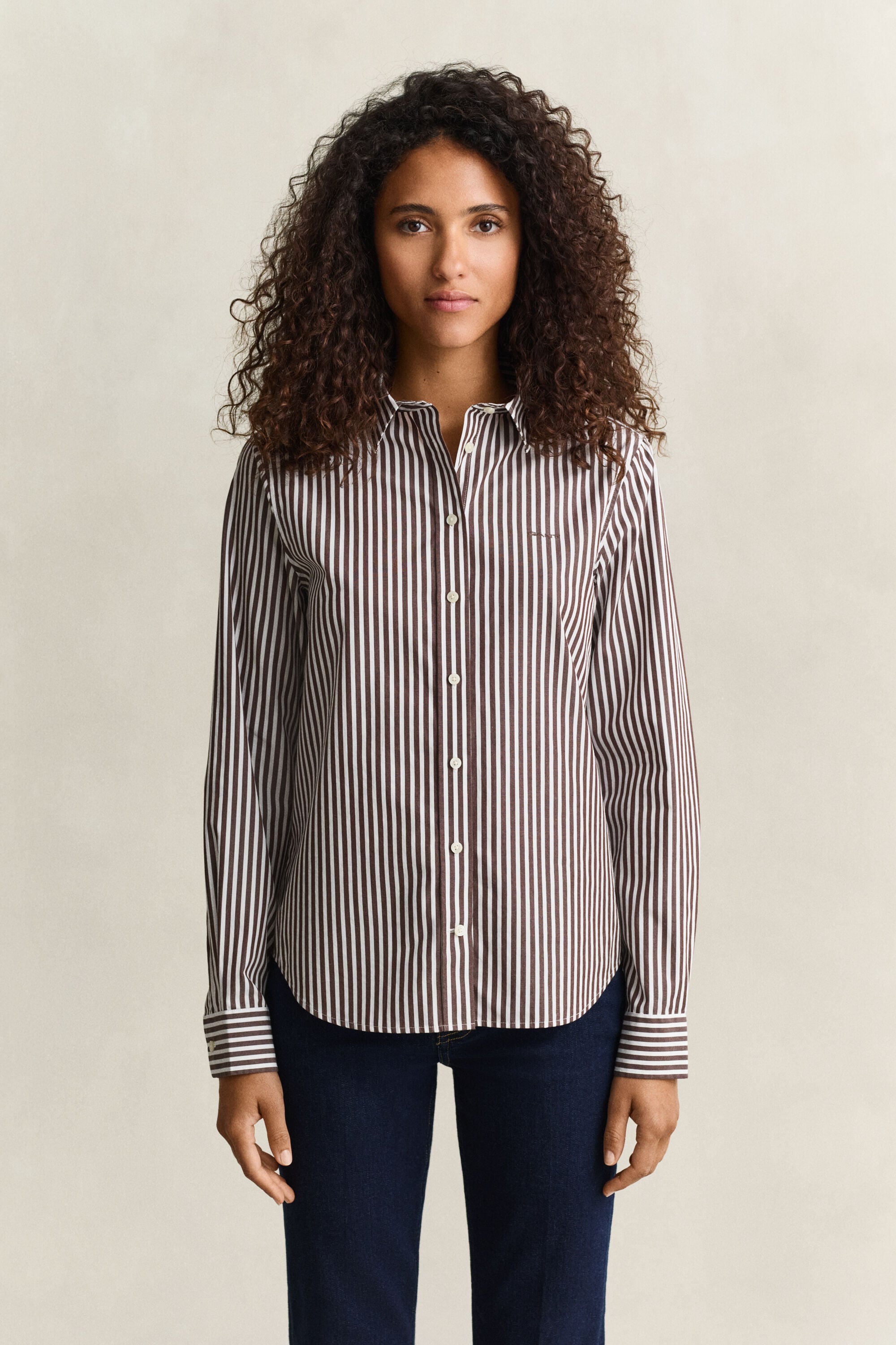 Classic Regular gestreept poplin overhemd