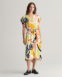 Palm Print jurk met korte mouwen