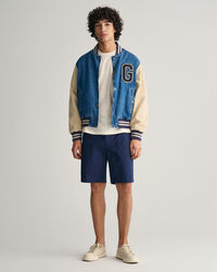 Regular Fit short van katoen en linnen