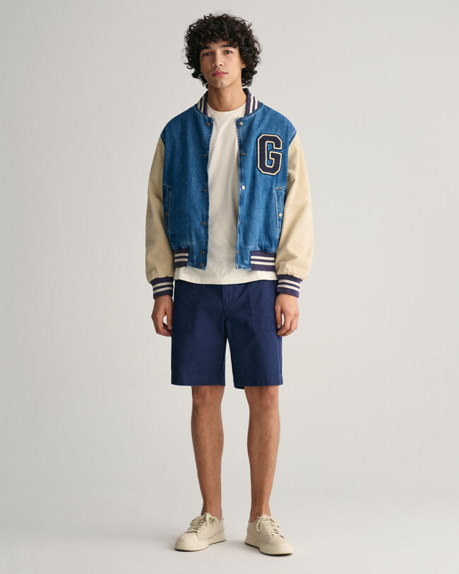 Regular Fit short van katoen en linnen