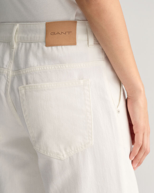 Witte jeans met lage taille en wijde pijpen