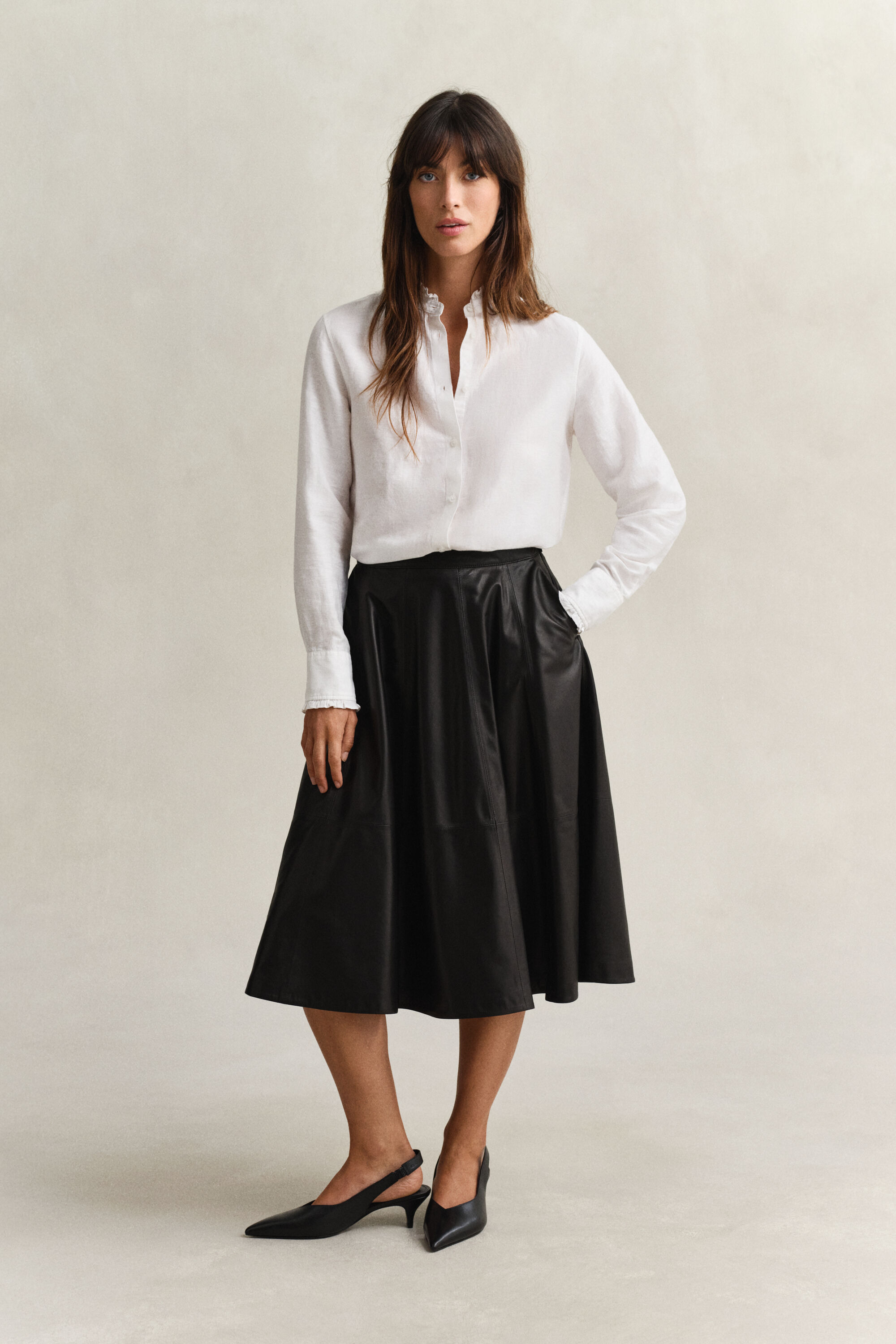 Blouse met ruches van linnenmix