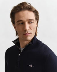 Klassieke sweater van katoen met korte rits