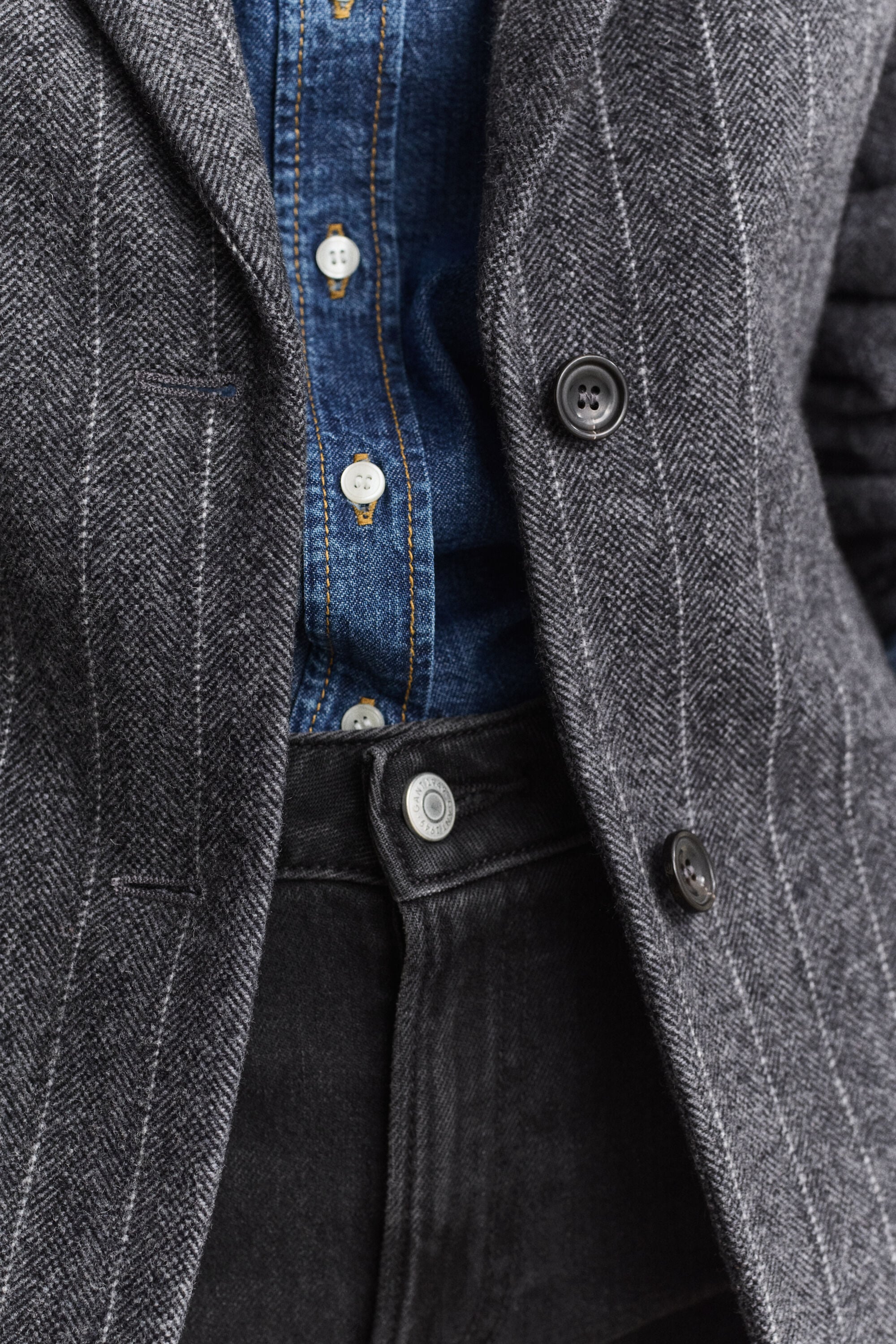 Blazer in zandlopermodel met krijtstreep