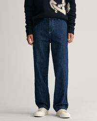 Relaxed fit jeans van katoen en linnen