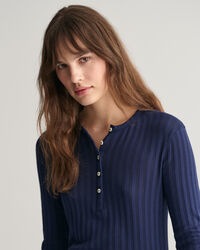 Geribd Henley T-shirt met lange mouwen