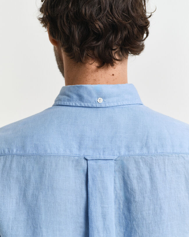 Regular Fit speciaal geverfd linnen overhemd met korte mouwen