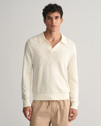 Open Polo sweater van katoen en linnen