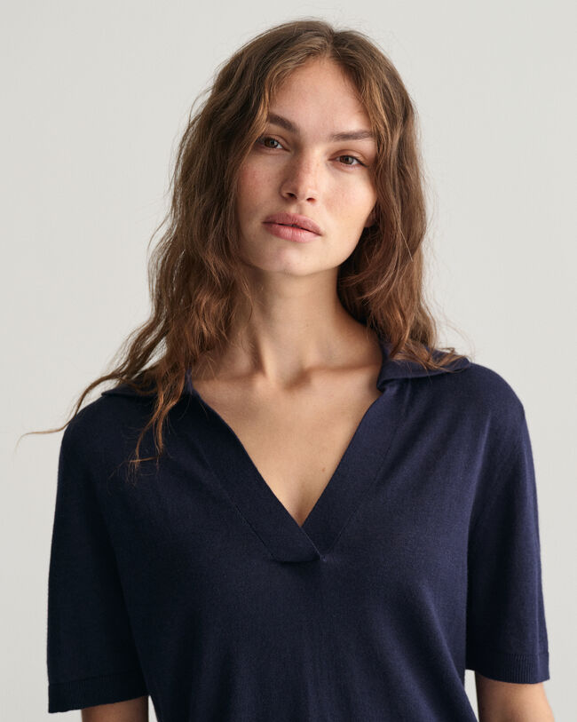 Fijngebreide Rugger met korte mouwen