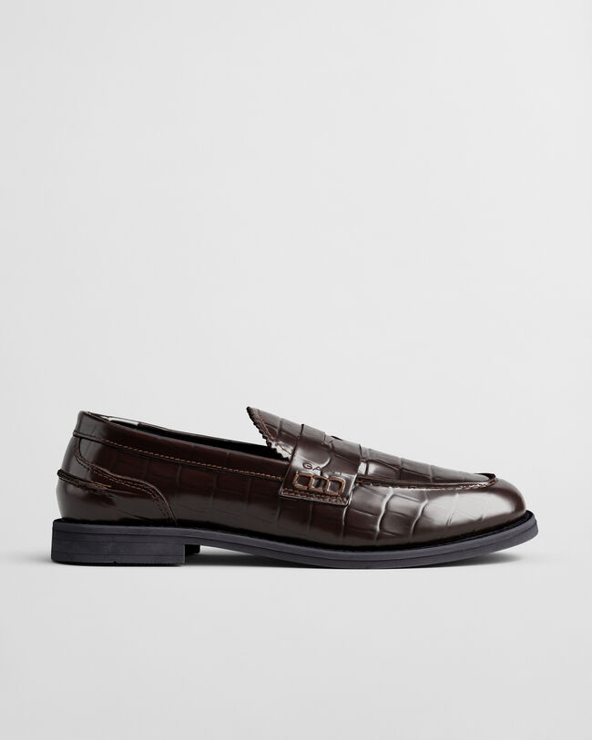 Gracelyn loafers van leer met krokodilleneffect