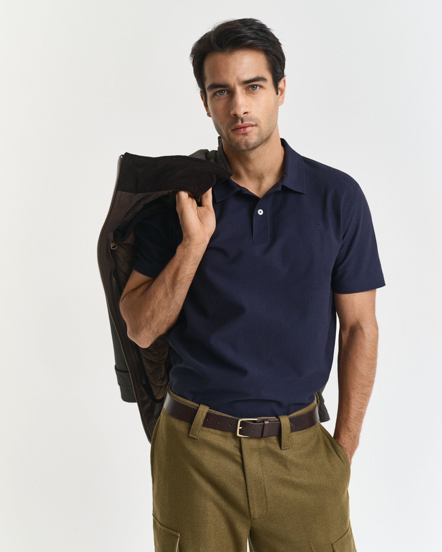 Textured poloshirt van keperstof