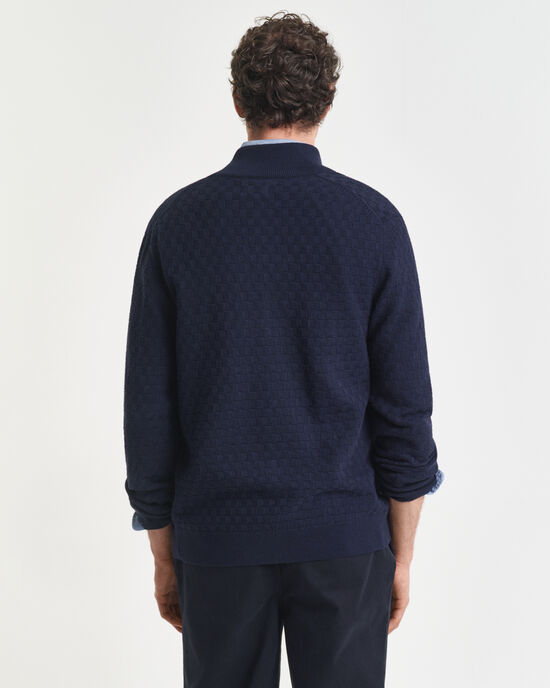 Trui met rits en microtextuur