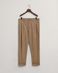 Relaxed Fit kostuumbroek met taps toelopende pijpen van katoen