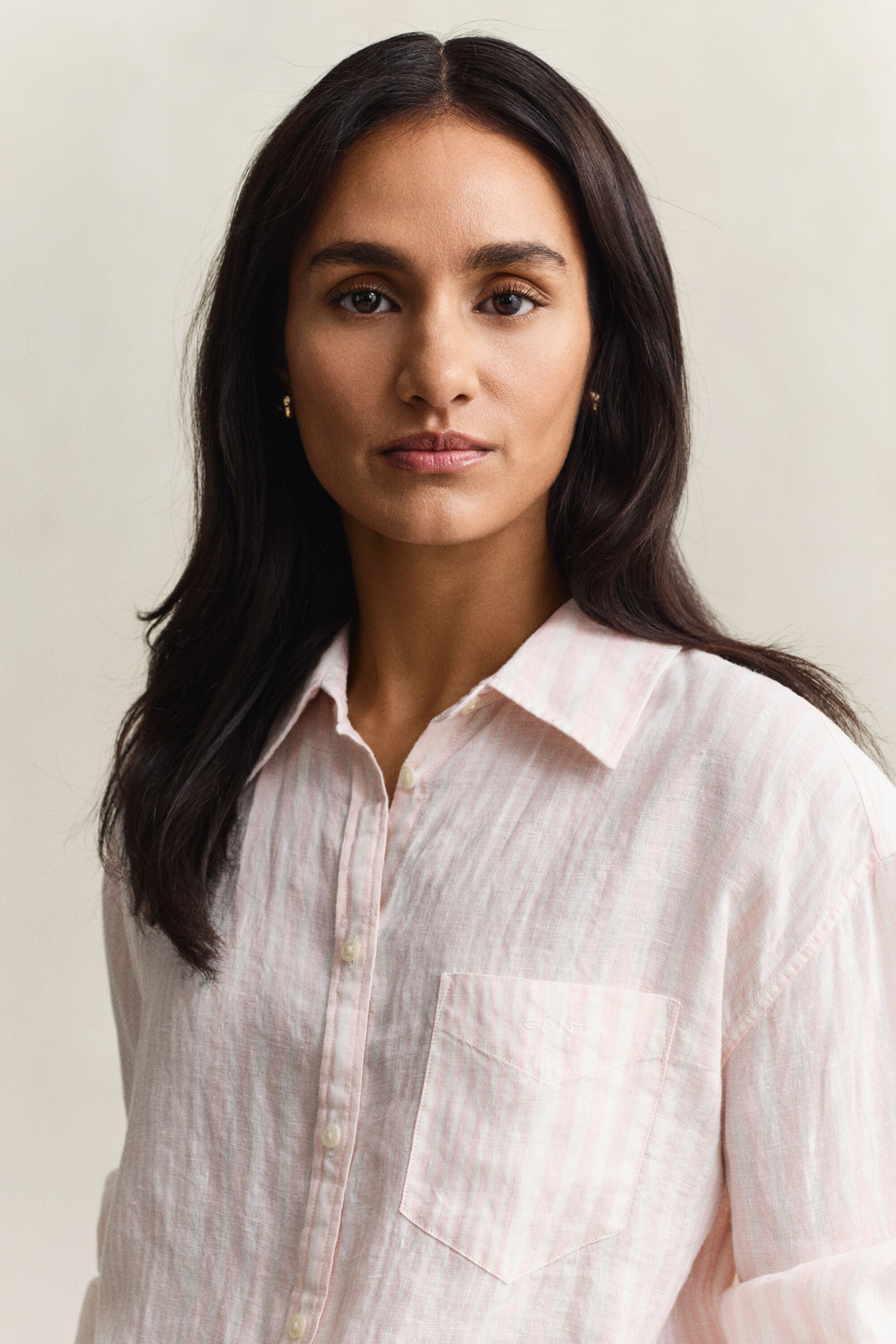 Relaxed Fit linnen overoverhemd met strepen