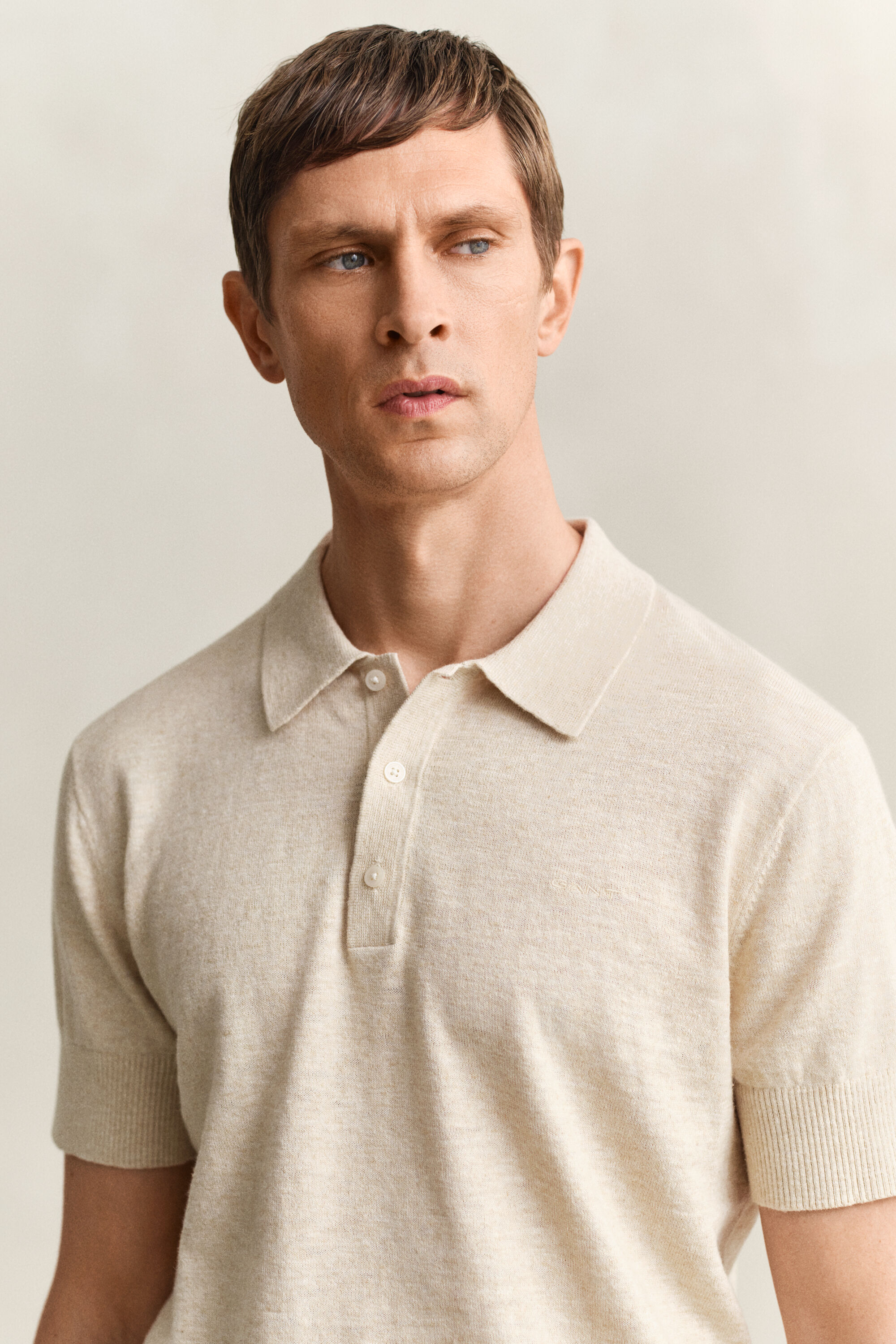 Polotrui met korte mouwen van ruwe katoenmix