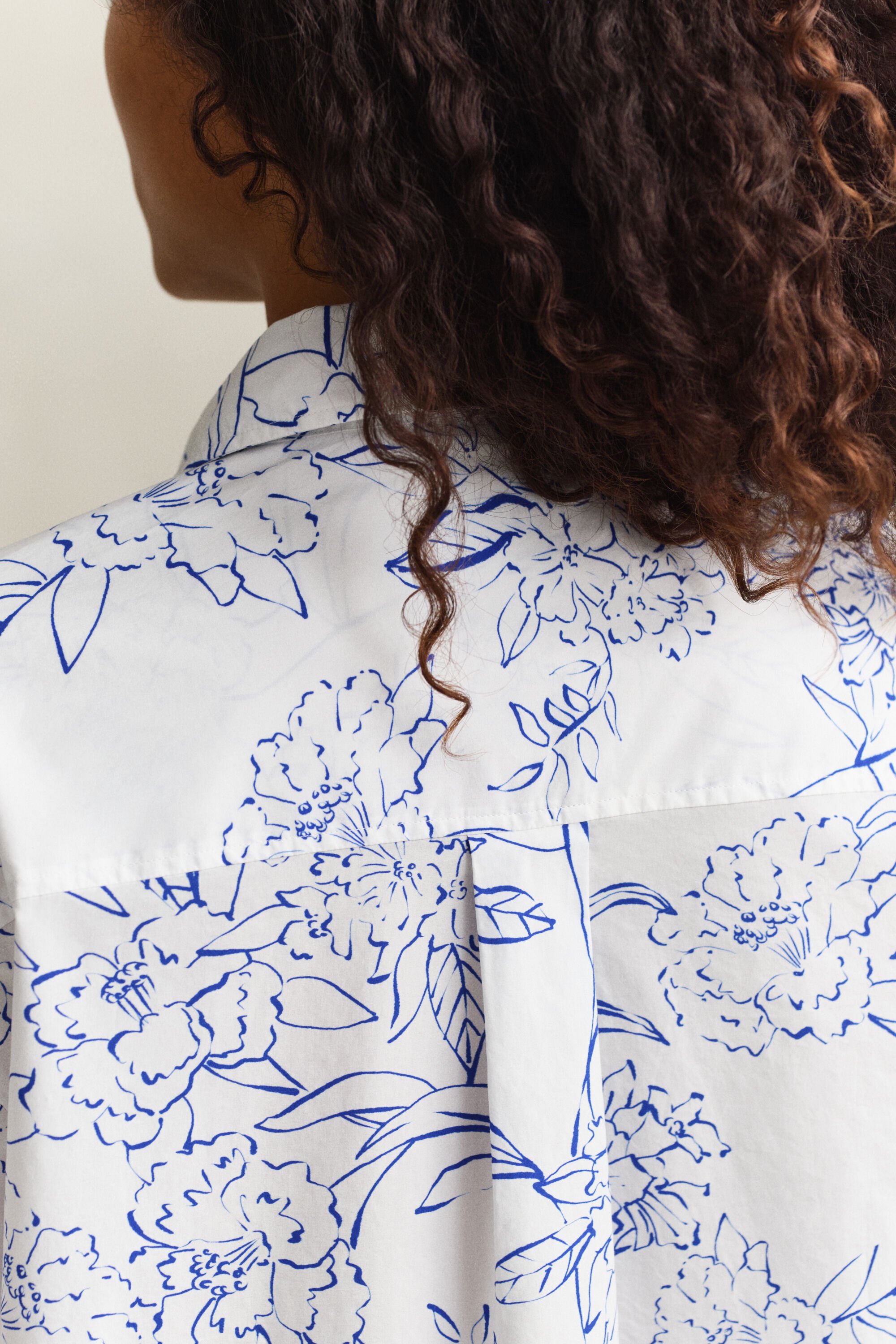 Gebloemd poplin overoverhemd