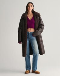 Cropped kasjmier sweater met V-hals