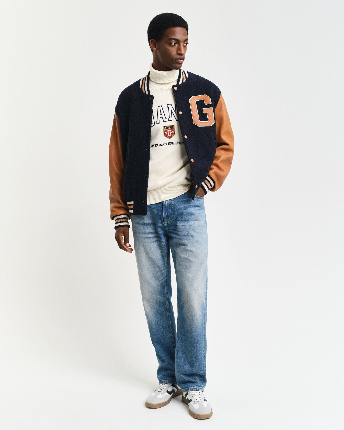 Varsity Jacket van wol en leer