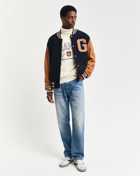 Varsity Jacket van wol en leer