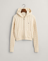 Teen Girls Shield kortere kabelgebreide hoodie met ritssluiting