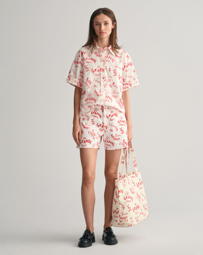 Relaxed Fit overhemd met korte mouwen en tekstprint