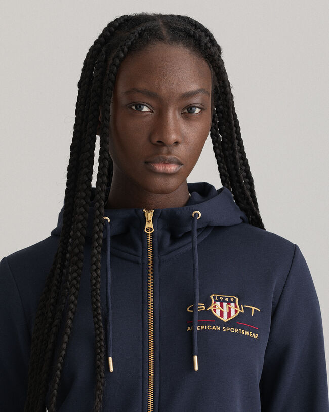 Archive Shield hoodie met ritssluiting